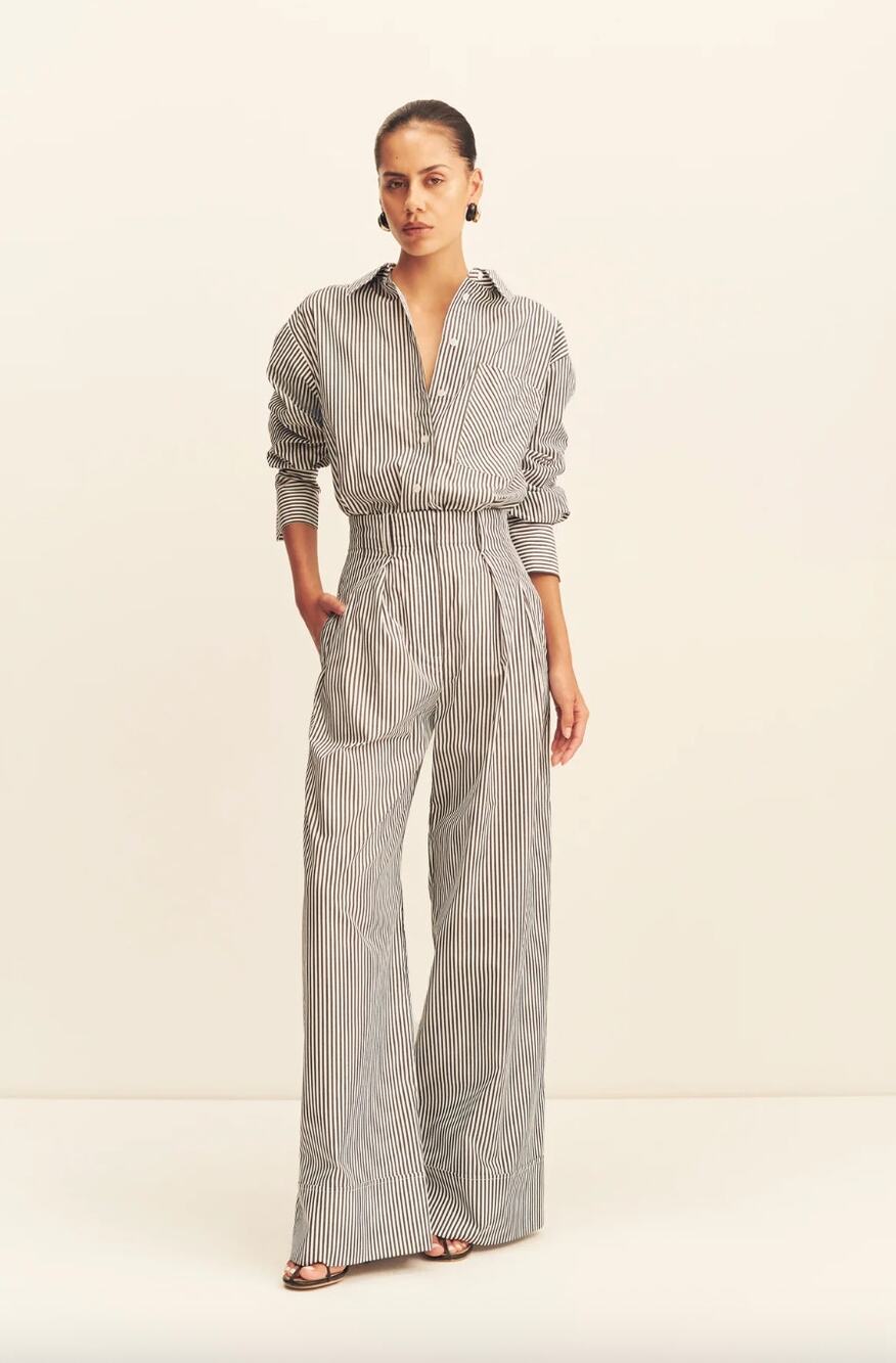 NWT $260 Shona Joy Striped Jayde High Waisted Relaxed Pant